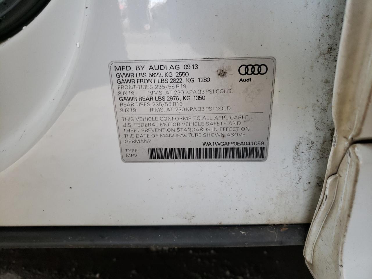 Photo 10 from auction – 2014 AUDI Q5 PRESTIG with VIN WA1WGAFP0EA041059