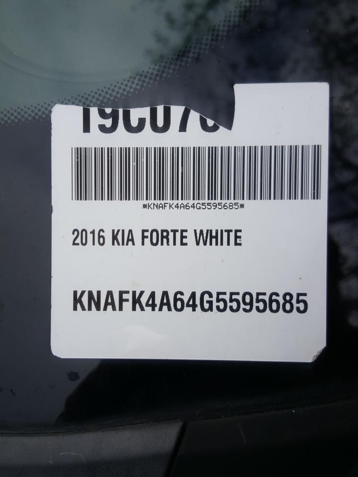 Photo 10 from auction – 2016 KIA FORTE LX with VIN KNAFK4A64G5595685
