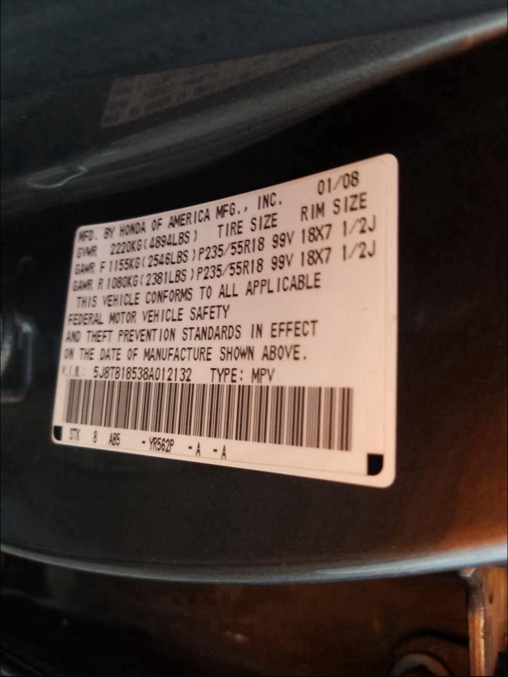 Photo 10 from auction – 2008 ACURA RDX TECHNO with VIN 5J8TB18538A012132