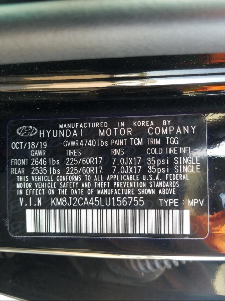 Photo 10 from auction – 2020 HYUNDAI TUCSON SE with VIN KM8J2CA45LU156755