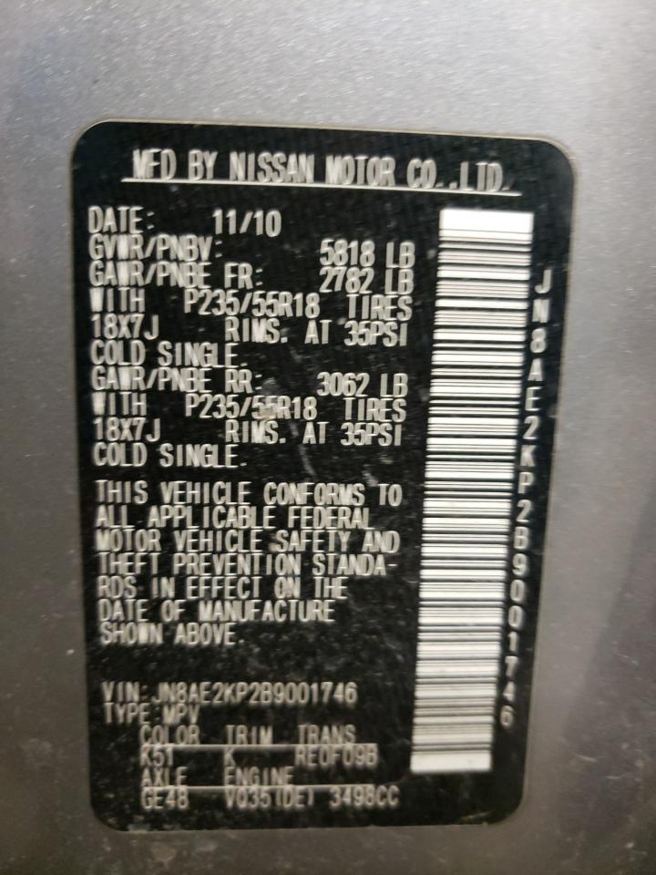Photo 10 from auction – 2011 NISSAN QUEST S with VIN JN8AE2KP2B9001746