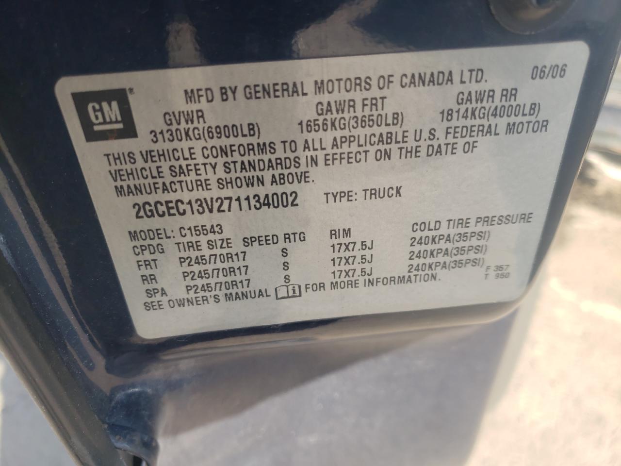Photo 10 from auction – 2007 CHEVROLET SILVERADO with VIN 2GCEC13V271134002