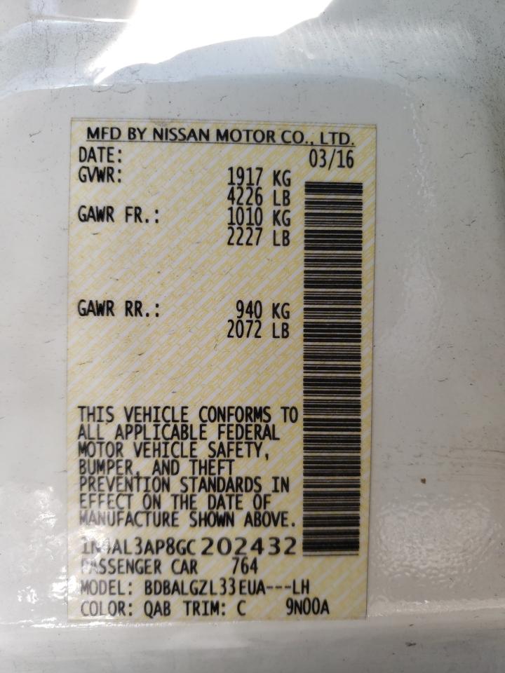 Photo 10 from auction – 2016 NISSAN ALTIMA 2.5 with VIN 1N4AL3AP8GC202432