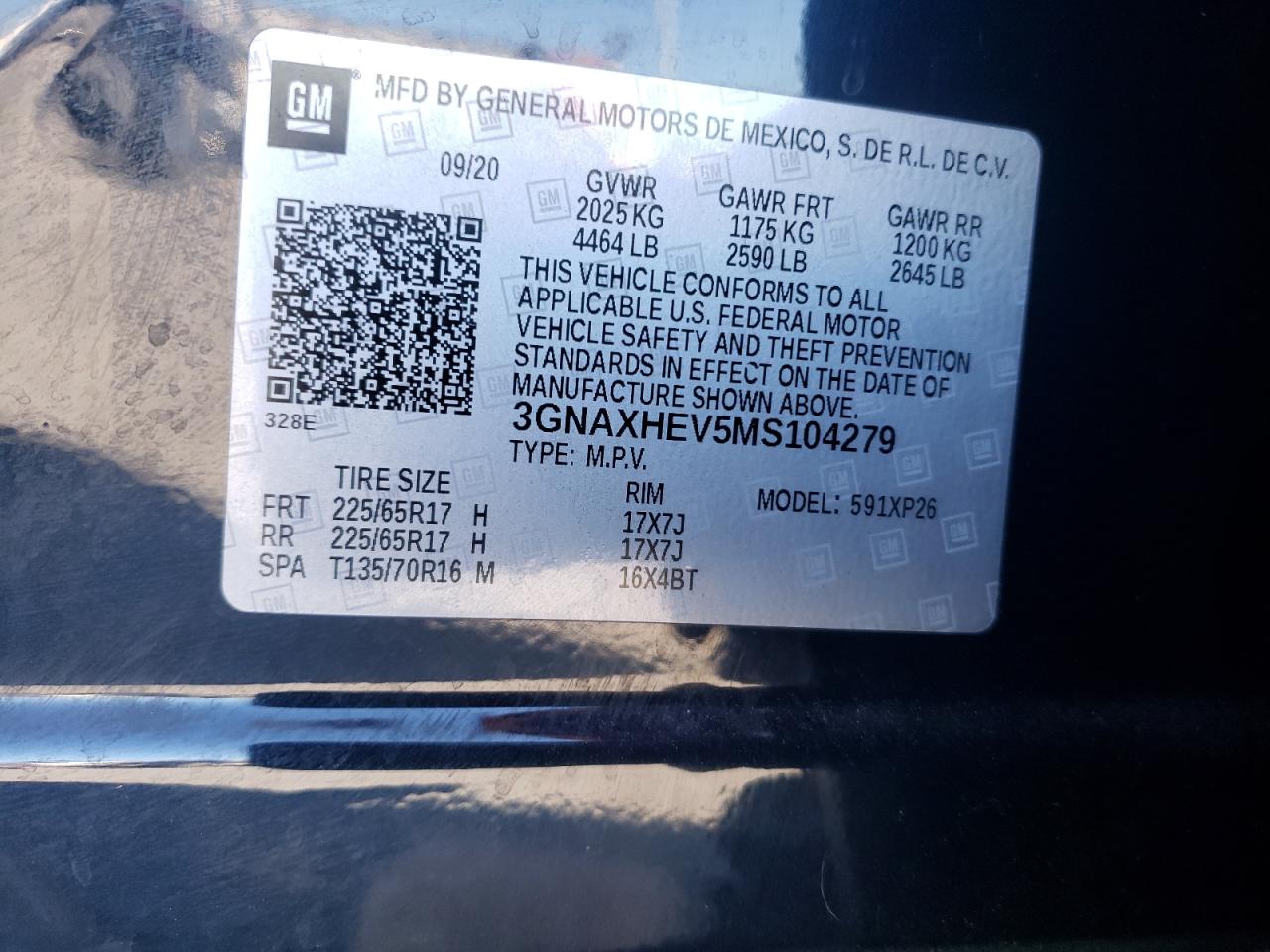 Photo 10 from auction – 2021 CHEVROLET EQUINOX LS with VIN 3GNAXHEV5MS104279