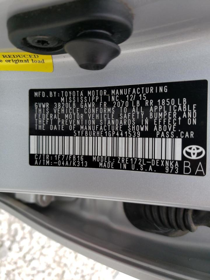 Photo 10 from auction – 2016 TOYOTA COROLLA L with VIN 5YFBURHE1GP441539