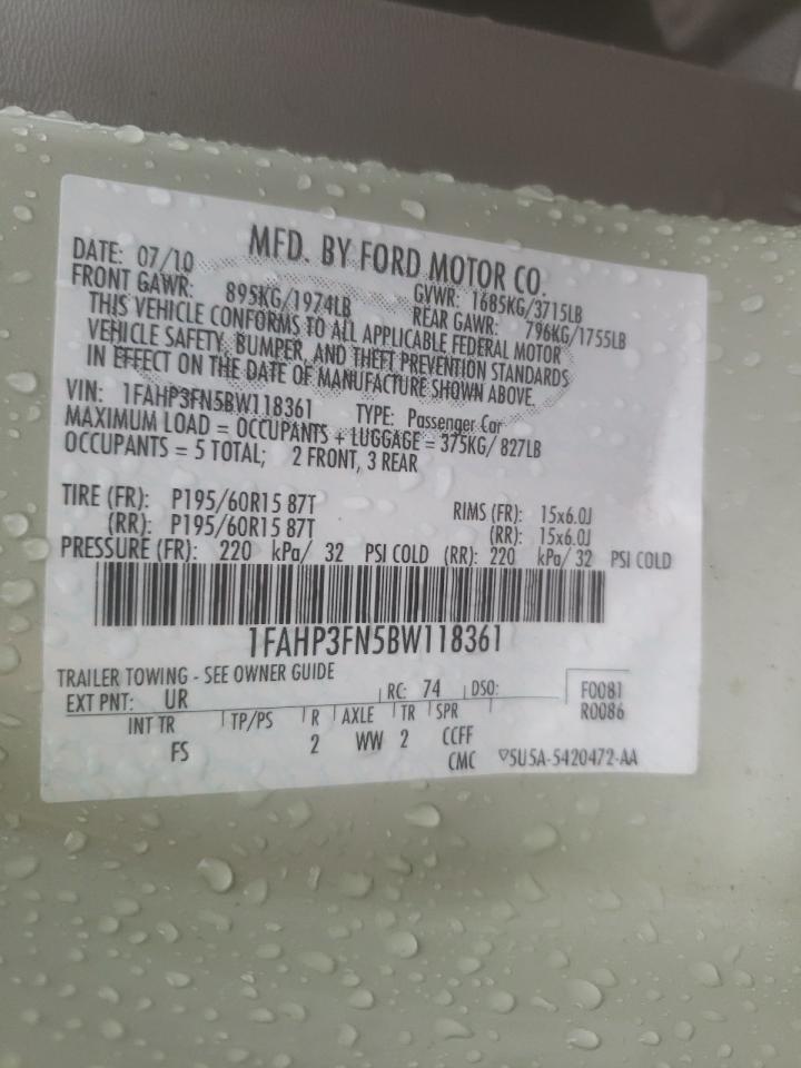 Photo 10 from auction – 2011 FORD FOCUS SE with VIN 1FAHP3FN5BW118361