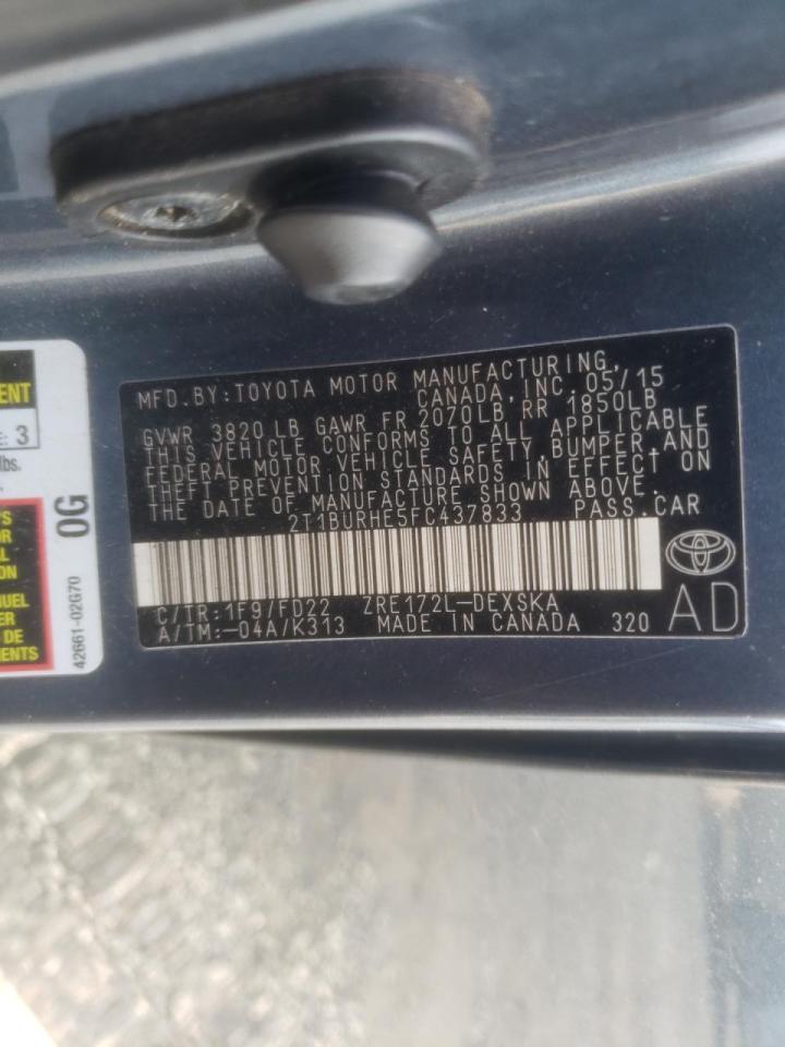Photo 10 from auction – 2015 TOYOTA COROLLA L with VIN 2T1BURHE5FC437833