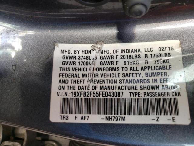 Photo 10 from auction – 2015 HONDA CIVIC LX with VIN 19XFB2F55FE043087