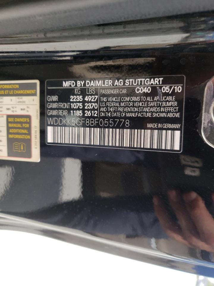 Photo 10 from auction – 2011 MERCEDES-BENZ E 350 with VIN WDDKK5GF8BF055778