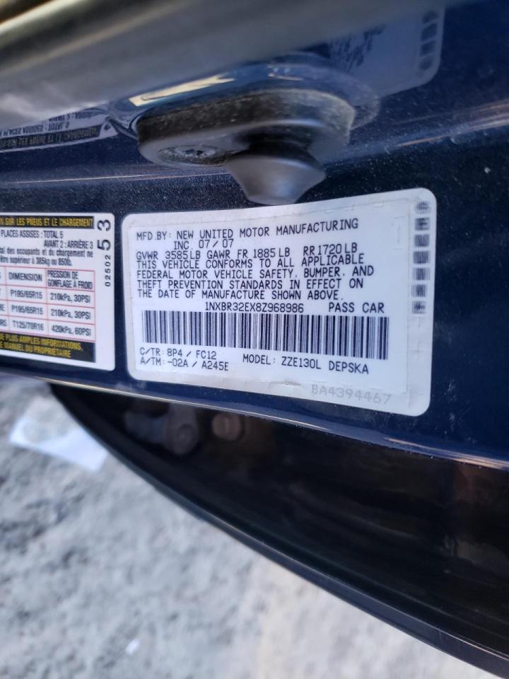 Photo 10 from auction – 2008 TOYOTA COROLLA CE with VIN 1NXBR32EX8Z968986