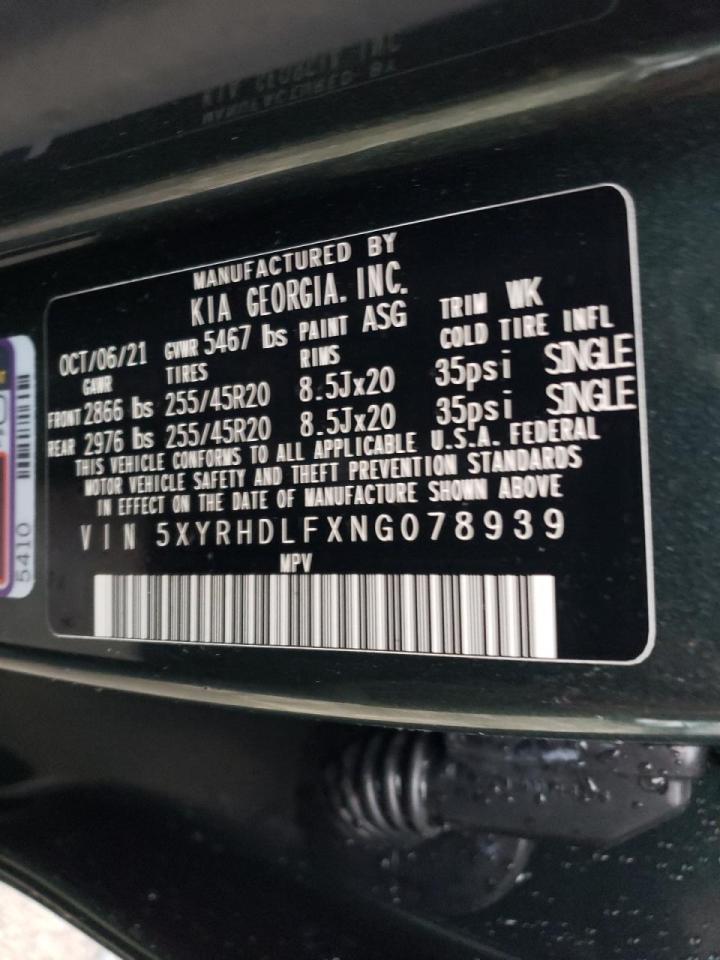Photo 10 from auction – 2022 KIA SORENTO EX with VIN 5XYRHDLFXNG078939