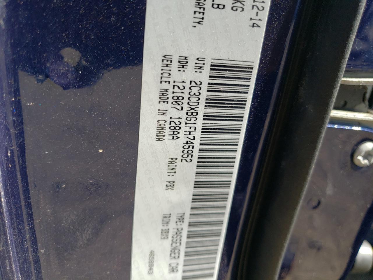 Photo 10 from auction – 2015 DODGE CHARGER SE with VIN 2C3CDXBG1FH745952