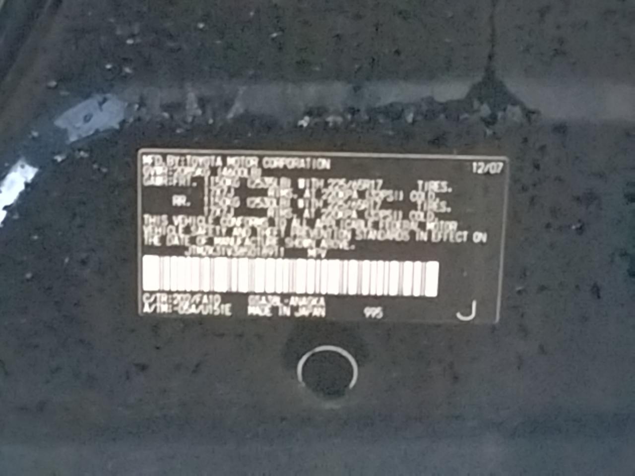 Photo 10 from auction – 2008 TOYOTA RAV4 LIMIT with VIN JTMZK31V385018911