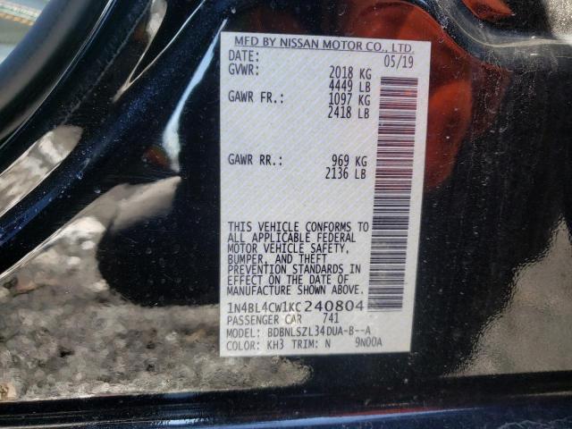 Photo 10 from auction – 2019 NISSAN ALTIMA SR with VIN 1N4BL4CW1KC240804