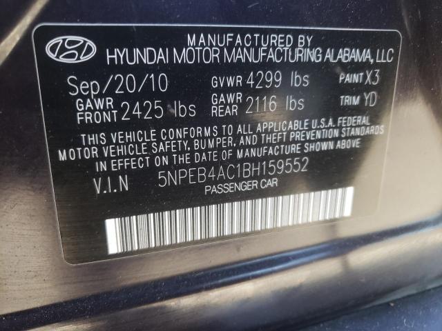 Photo 10 from auction – 2011 HYUNDAI SONATA GLS with VIN 5NPEB4AC1BH159552