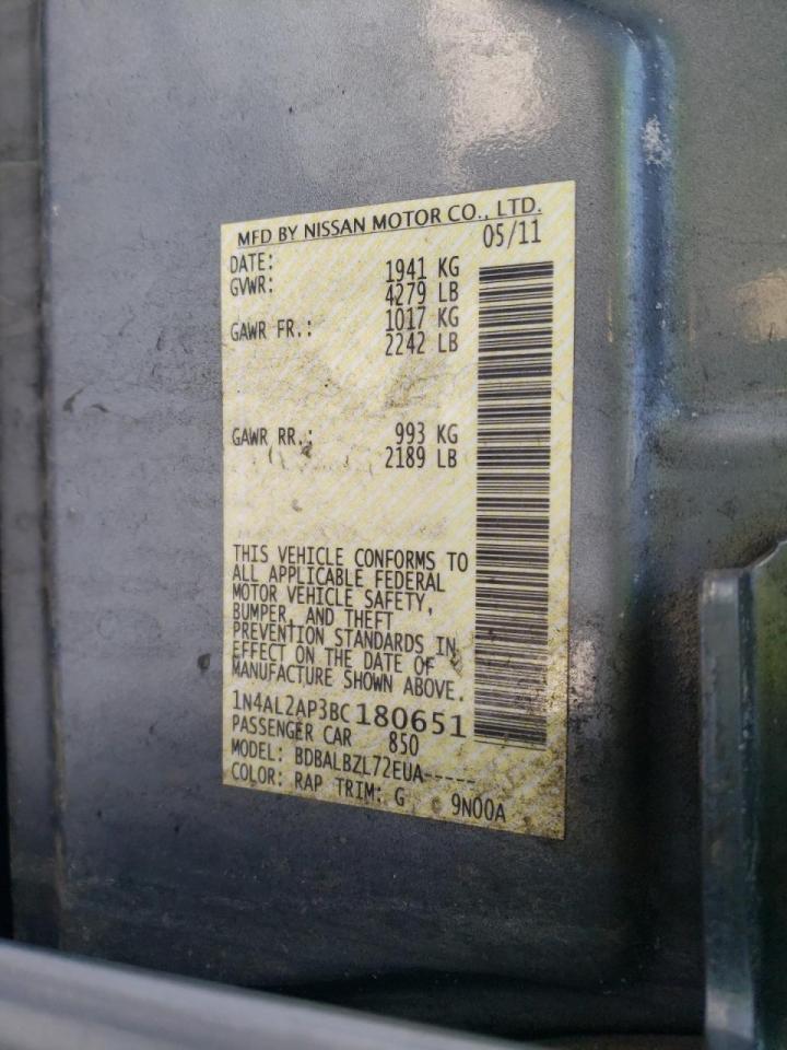 Foto 10 de la subasta – 2011 NISSAN ALTIMA BAS con VIN 1N4AL2AP3BC180651