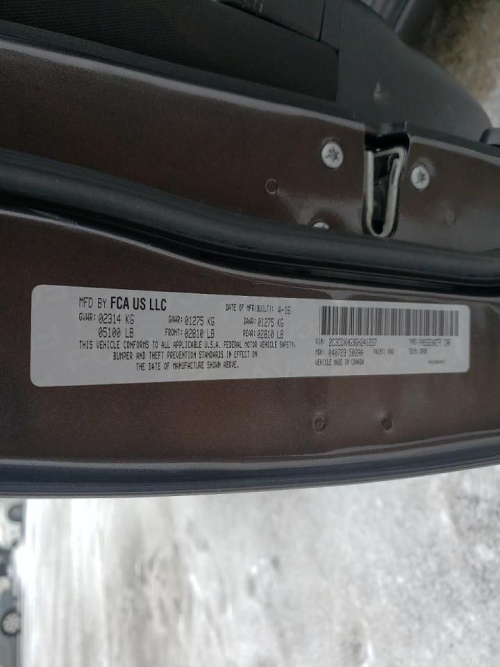 Photo 10 from auction – 2016 DODGE CHARGER SX with VIN 2C3CDXHG9GH241237