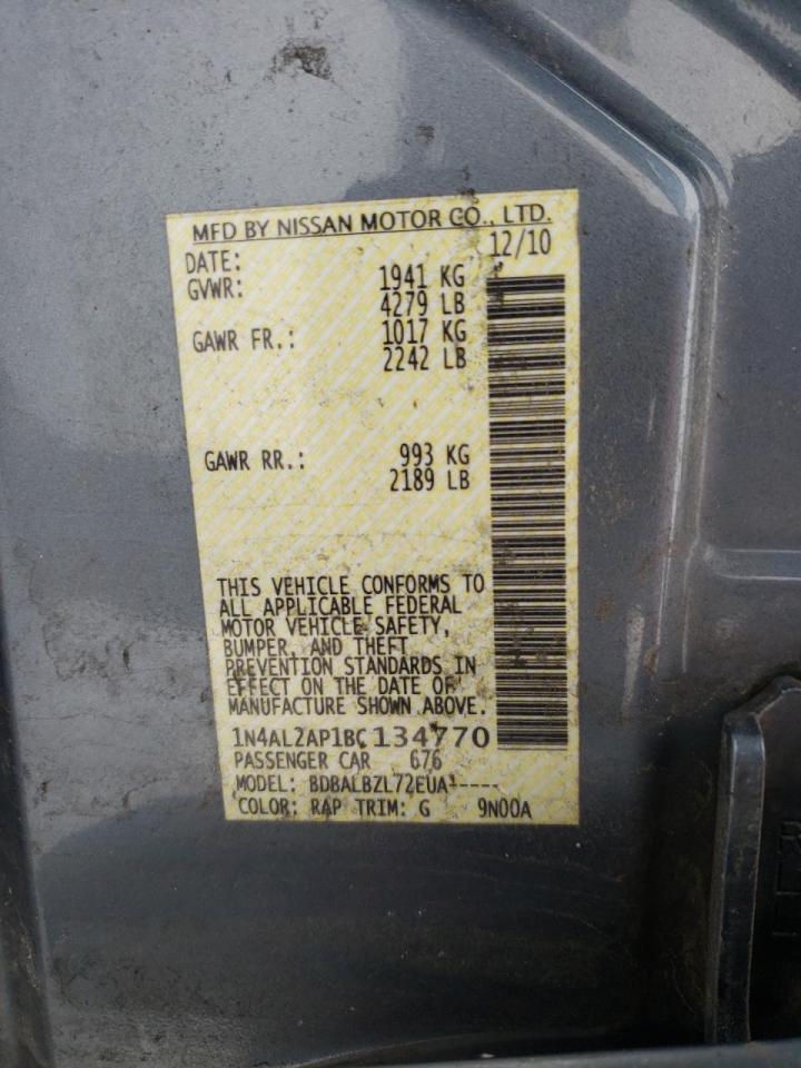 Photo 10 from auction – 2011 NISSAN ALTIMA with VIN 1N4AL2AP1BC134770