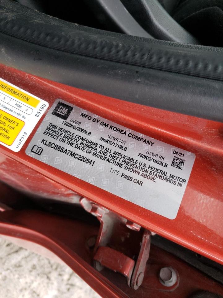 Photo 10 from auction – 2021 CHEVROLET SPARK LS with VIN KL8CB6SA7MC220541