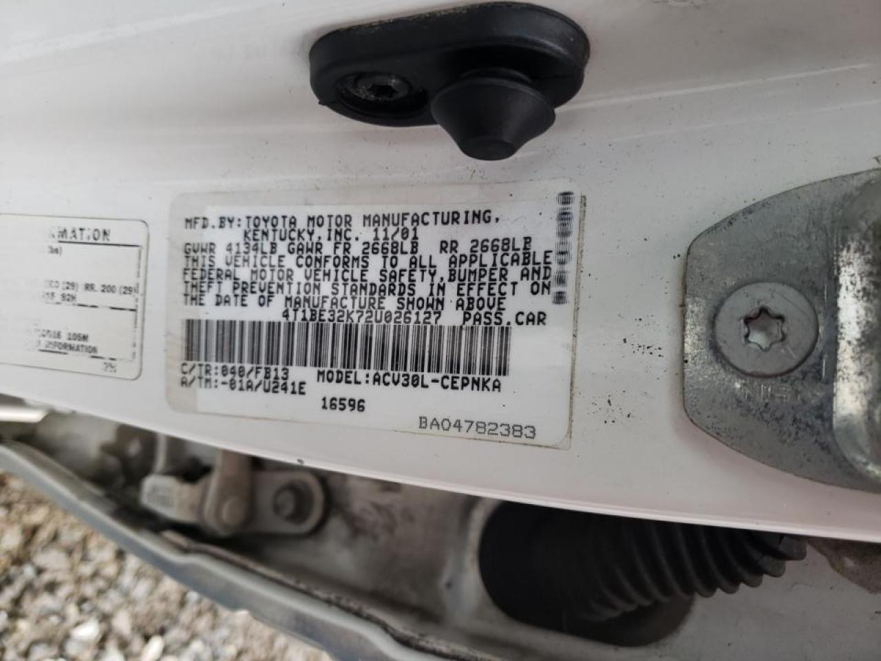Photo 10 from auction – 2002 TOYOTA CAMRY LE with VIN 4T1BE32K72U026127