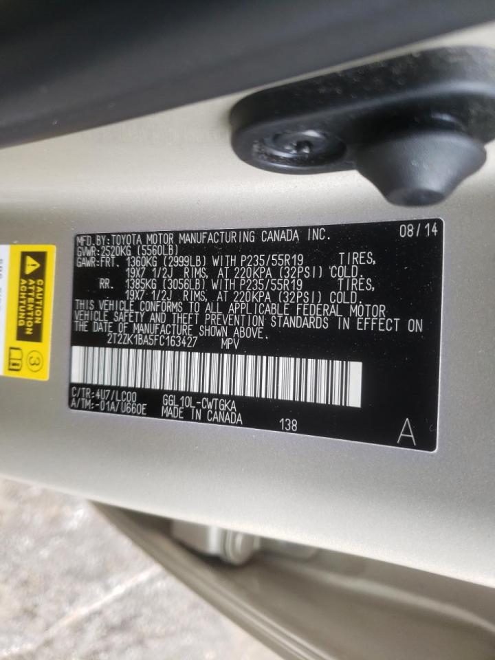Photo 10 from auction – 2015 LEXUS RX 350 with VIN 2T2ZK1BA5FC163427
