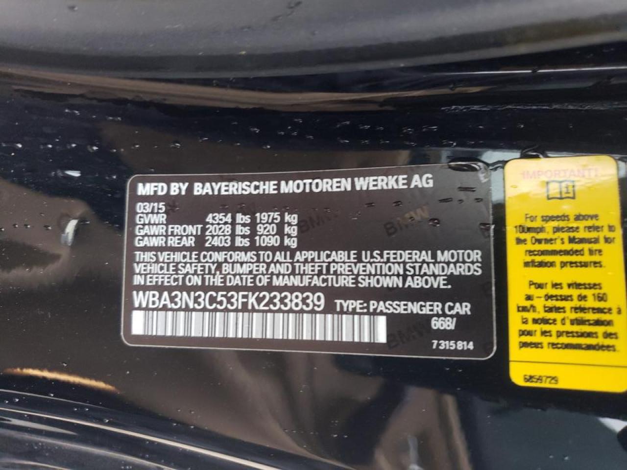 Photo 10 from auction – 2015 BMW 428 I with VIN WBA3N3C53FK233839