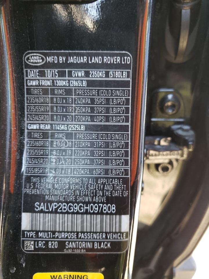 Photo 10 from auction – 2016 LAND ROVER RANGE ROVE with VIN SALVP2BG9GH097808