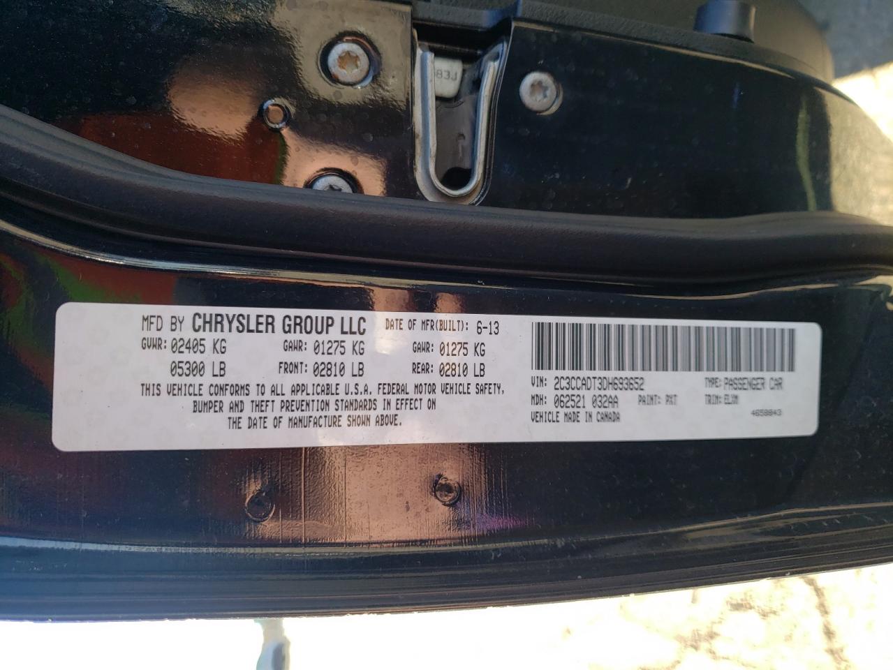 Photo 10 from auction – 2013 CHRYSLER 300C VARVA with VIN 2C3CCADT3DH693652