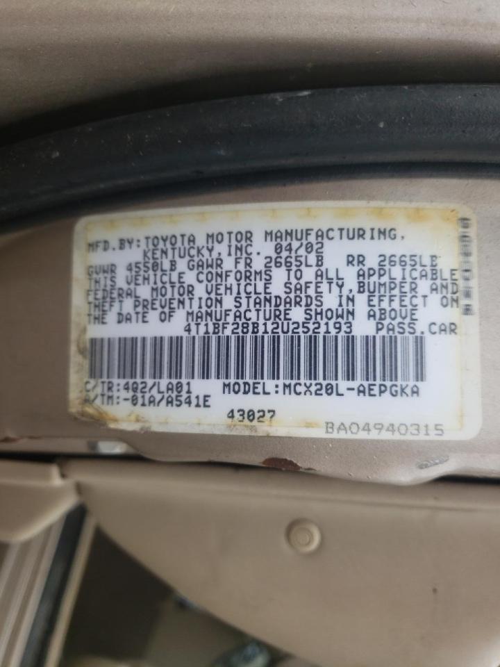 Photo 10 from auction – 2002 TOYOTA AVALON with VIN 4T1BF28B12U252193