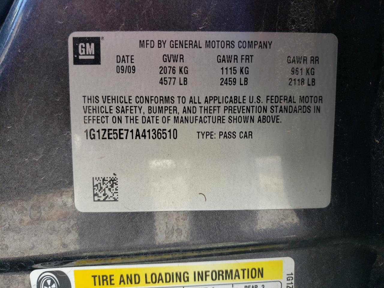 Photo 10 from auction – 2010 CHEVROLET MALIBU LTZ with VIN 1G1ZE5E71A4136510
