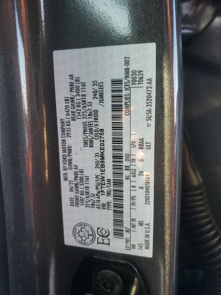 Photo 10 from auction – 2021 FORD F150 SUPER with VIN 1FTEW1EB9MKE02758