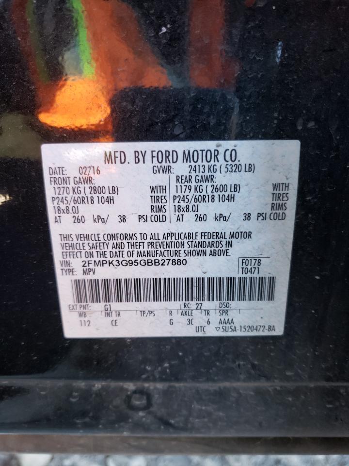 Photo 10 from auction – 2016 FORD EDGE SE with VIN 2FMPK3G95GBB27880