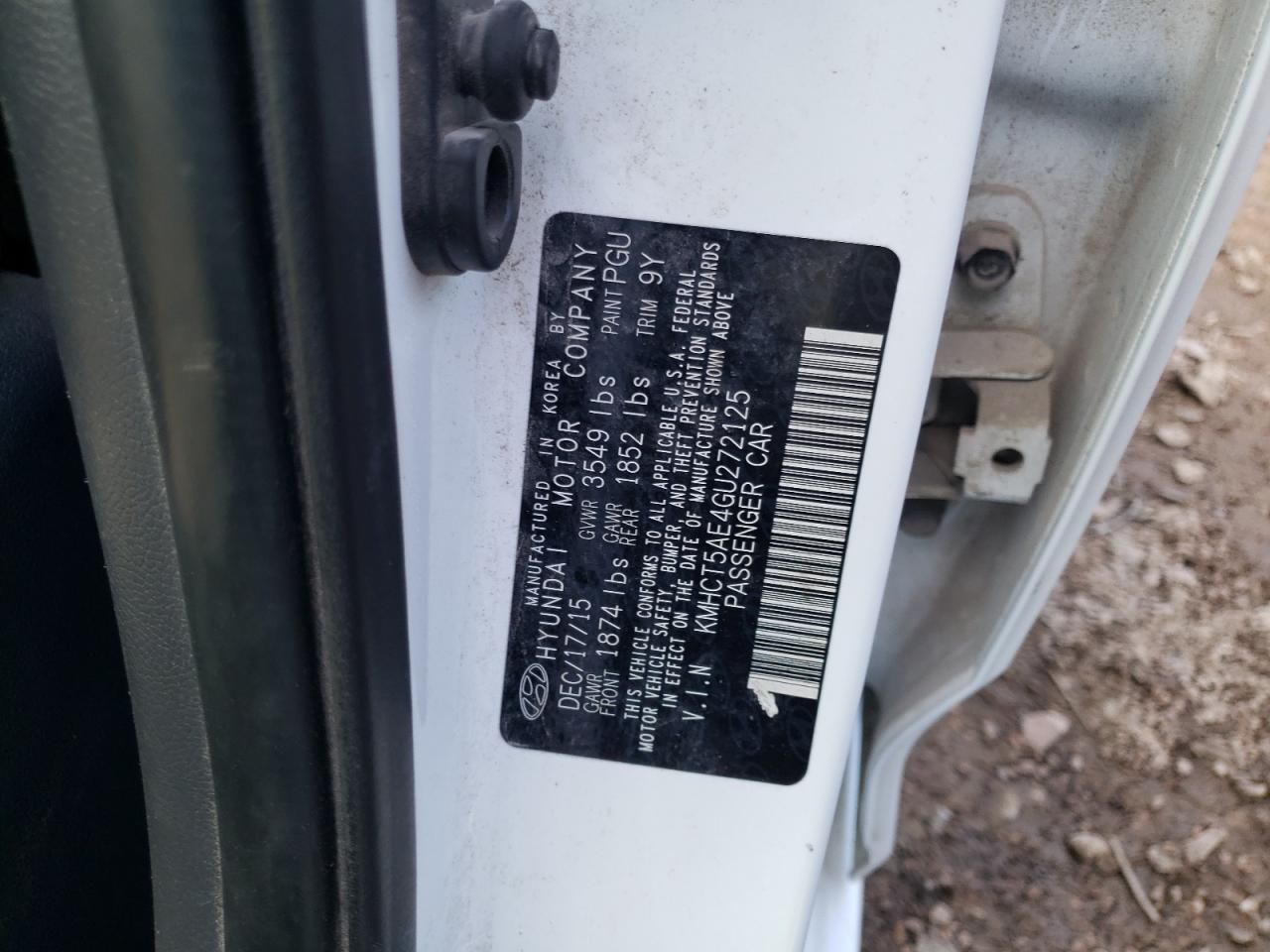 Photo 10 from auction – 2016 HYUNDAI ACCENT SE with VIN KMHCT5AE4GU272125