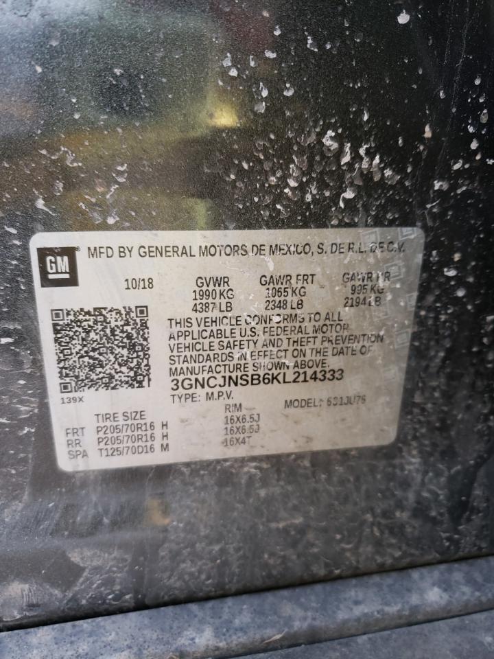 Photo 10 from auction – 2019 CHEVROLET TRAX LS with VIN 3GNCJNSB6KL214333