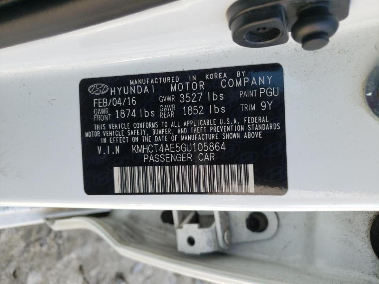 Photo 10 from auction – 2016 HYUNDAI ACCENT SE with VIN KMHCT4AE5GU105864