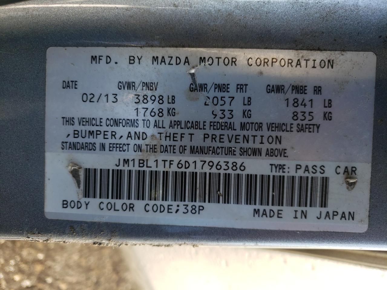 Photo 10 from auction – 2013 MAZDA 3 I with VIN JM1BL1TF6D1796386