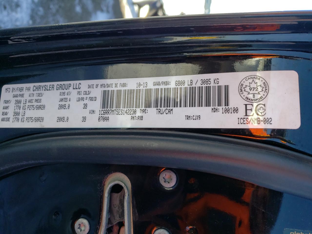 Photo 10 from auction – 2014 RAM 1500 SPORT with VIN 1C6RR7MT5ES142230