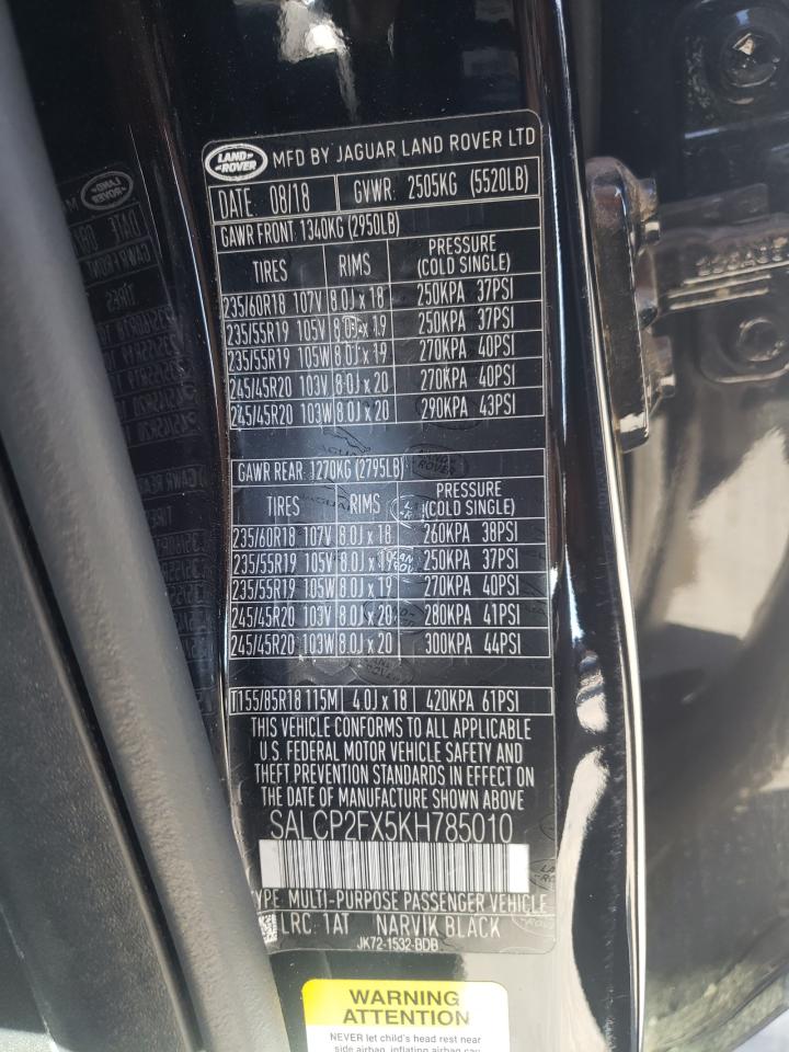 Photo 10 from auction – 2019 LAND ROVER DISCOVERY with VIN SALCP2FX5KH785010