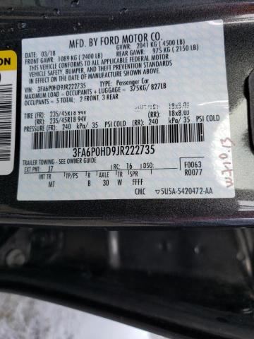 Photo 10 from auction – 2018 FORD FUSION SE with VIN 3FA6P0HD9JR222735