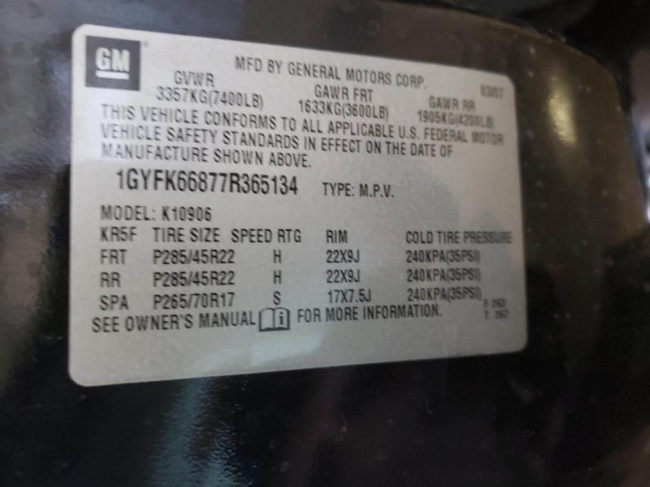 Photo 10 from auction – 2007 CADILLAC ESCALADE E with VIN 1GYFK66877R365134