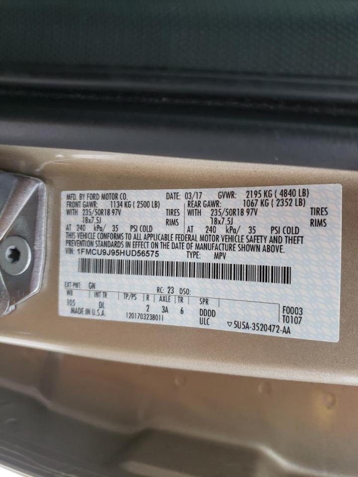 Photo 10 from auction – 2017 FORD ESCAPE TIT with VIN 1FMCU9J95HUD56575