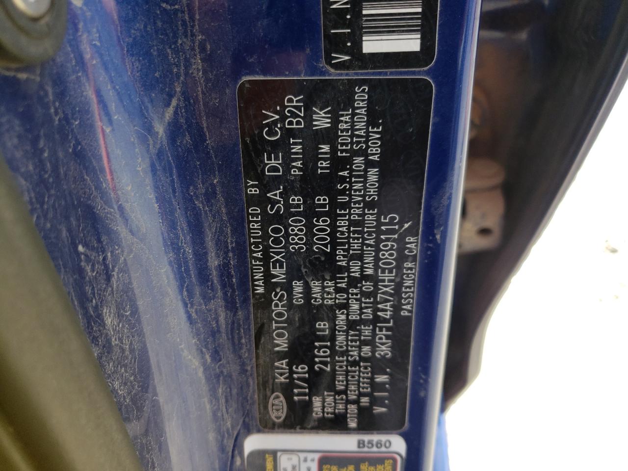 Photo 10 from auction – 2017 KIA FORTE LX with VIN 3KPFL4A7XHE089115