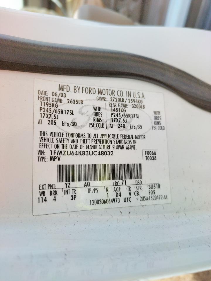 Photo 10 from auction – 2003 FORD EXPLORER E with VIN 1FMZU64K83UC48032