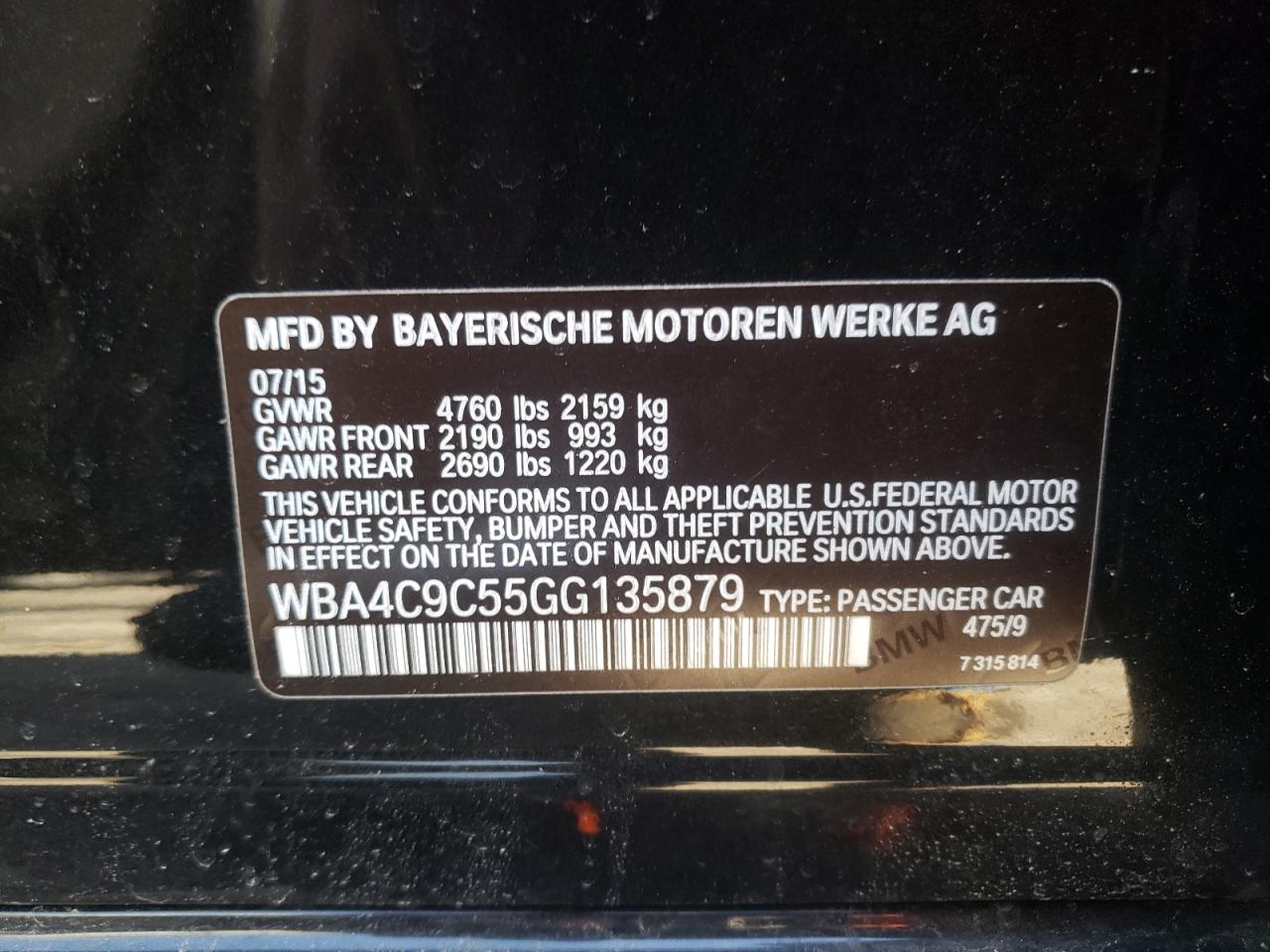 Photo 10 from auction – 2016 BMW 428 XI GRA with VIN WBA4C9C55GG135879