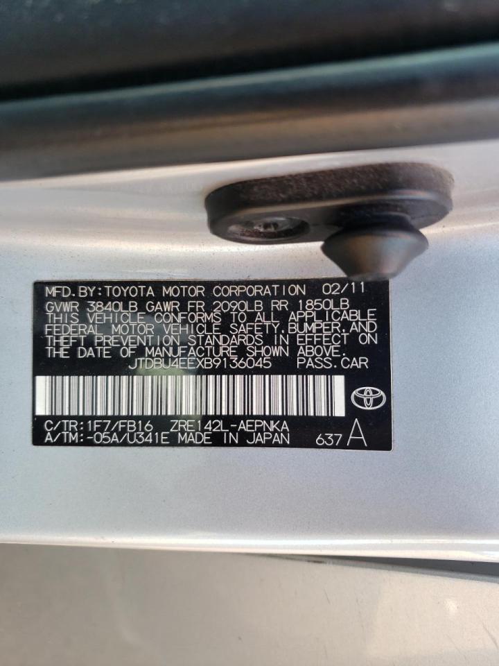 Photo 10 from auction – 2011 TOYOTA COROLLA BA with VIN JTDBU4EEXB9136045