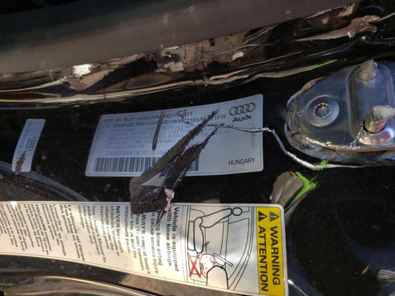 Photo 10 from auction – 2011 AUDI TT PREMIUM with VIN TRUBFAFK7B1014146