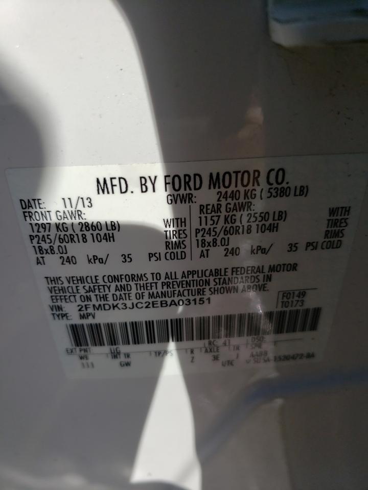 Photo 10 from auction – 2014 FORD EDGE SEL with VIN 2FMDK3JC2EBA03151