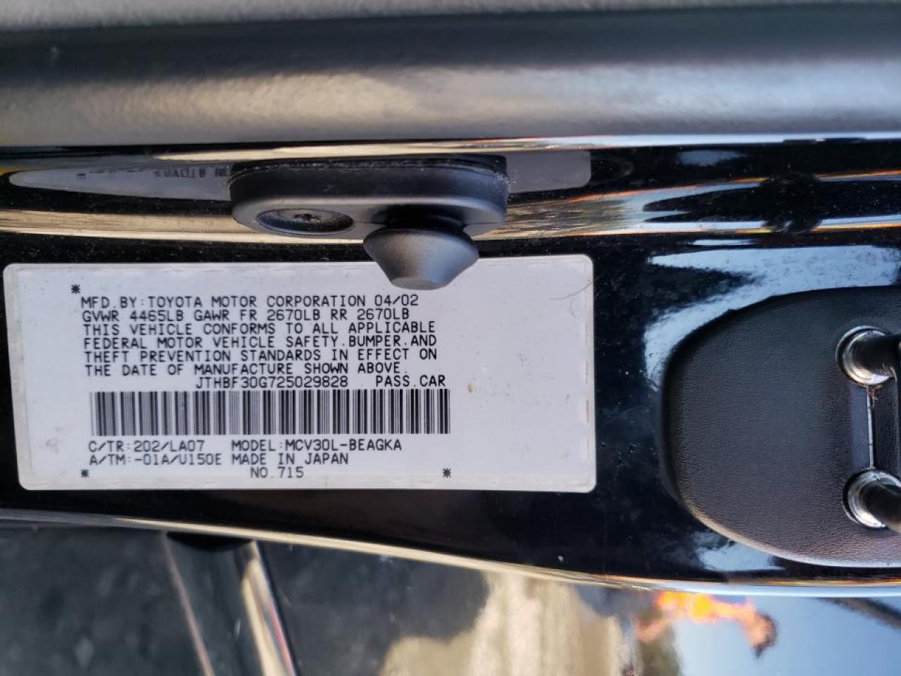 Photo 10 from auction – 2002 LEXUS ES 300 with VIN JTHBF30G725029828