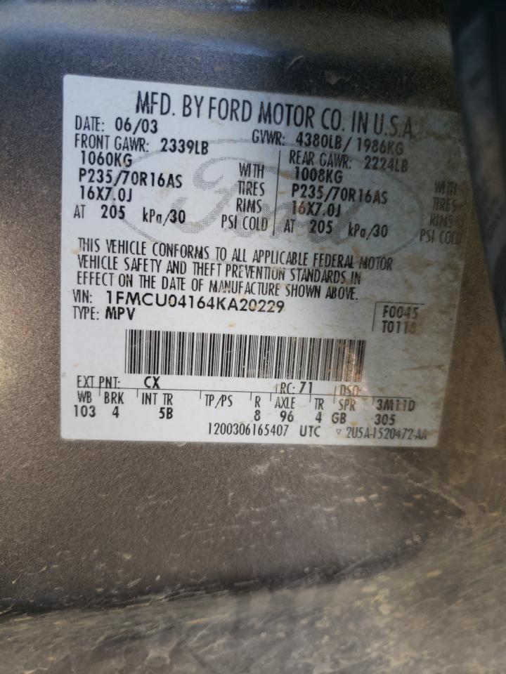Photo 10 from auction – 2004 FORD ESCAPE LIM with VIN 1FMCU04164KA20229