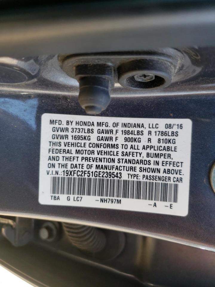Photo 10 from auction – 2016 HONDA CIVIC LX with VIN 19XFC2F51GE239543